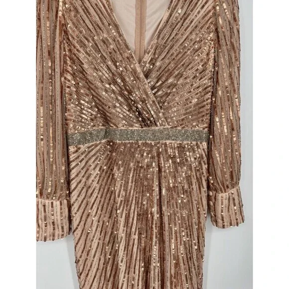 Mac Duggal Women's Size 12 Cooper Formal Evening Dress Long Sleeve, NWT Sequin